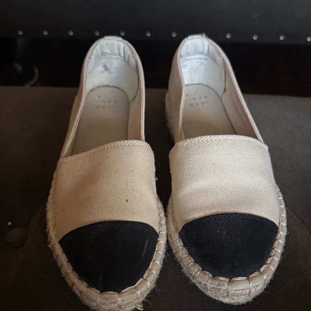 a new day Black and Cream Espadrilles